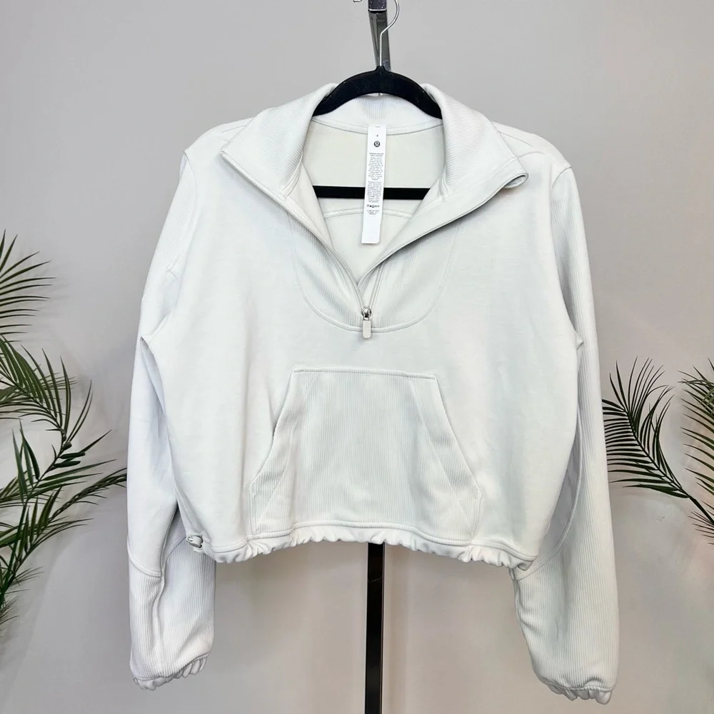 Lululemon Softstreme Half Zip Ribbed Pullover Women’s Size 4 Bone - Picture 2 of 12